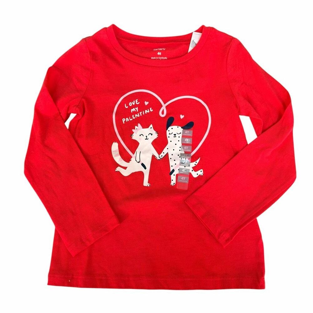 Carter's long-sleeve toddler t-shirt Valentine’s Day size 4T NWT